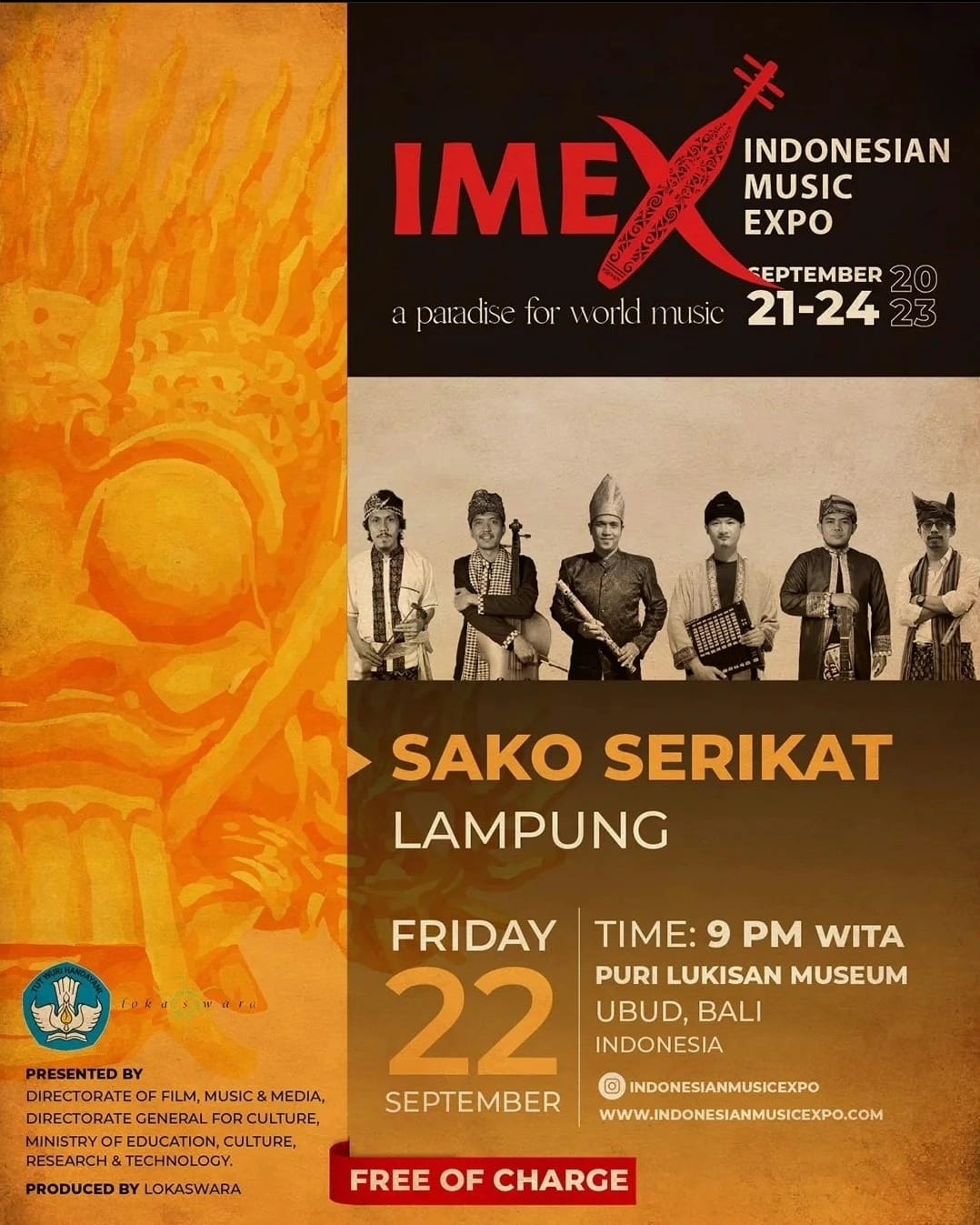 Dosen UNP Tampil Memukau Bersama Kelompok Musik Sako Serikat di Music Expo-IMEX 2023 UBUD Bali