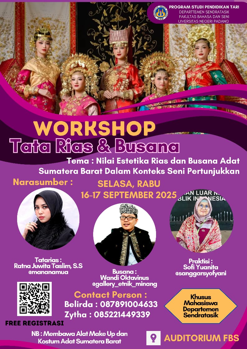Departemen Sendratasik FBS UNP Gelar Workshop Tatarias dan Busana Adat